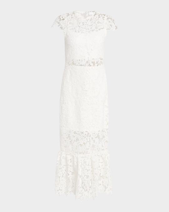 alice and olivia clover lace dress CLOVER OPEN BACK MIDI DRESS in BLACK