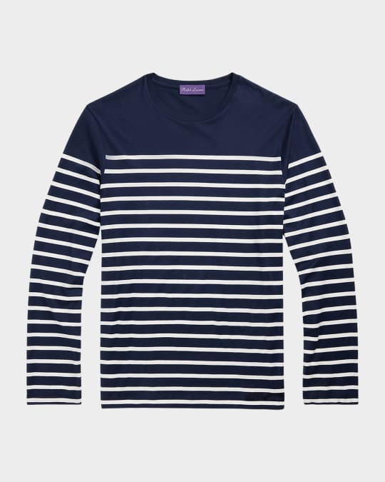 Ralph Lauren Purple Label Men's Striped Lisle Long-Sleeve T-Shirt