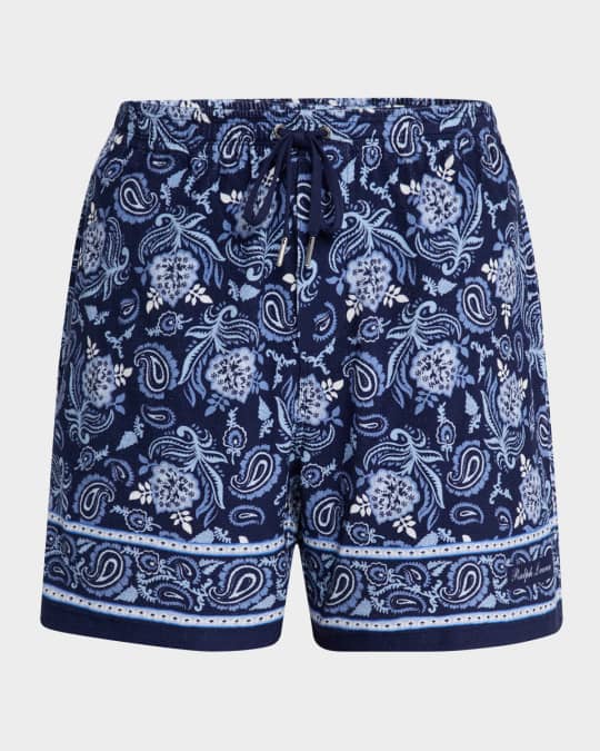 Ralph Lauren Purple Label Men's Paisley Terry Shorts | Neiman Marcus