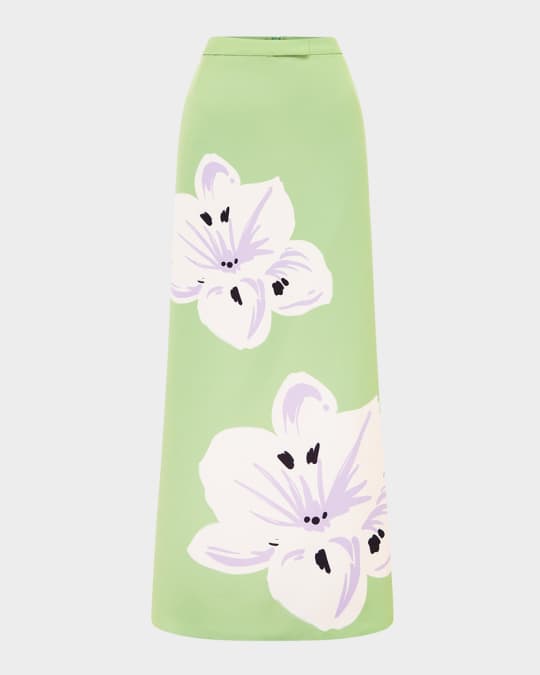 LEO LIN Clementine Floral-Print Maxi Skirt | Neiman Marcus