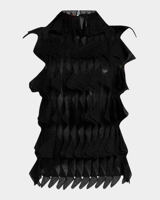 Pointed Ruffle Sleeveless Top