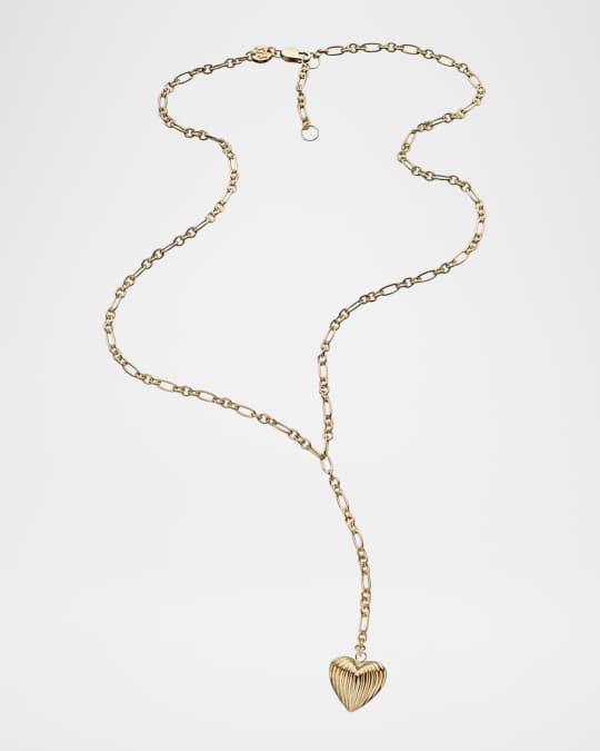 Chara Fluted Heart Pendant Lariat Necklace