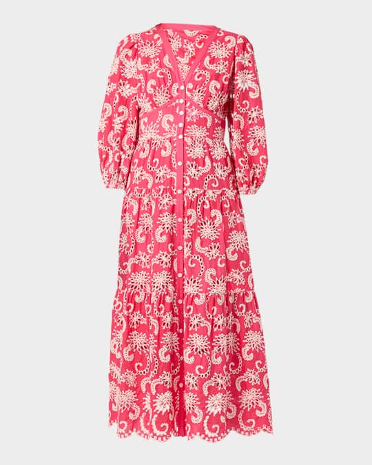 Sicily Tiered Eyelet-Embroidered Midi Dress
