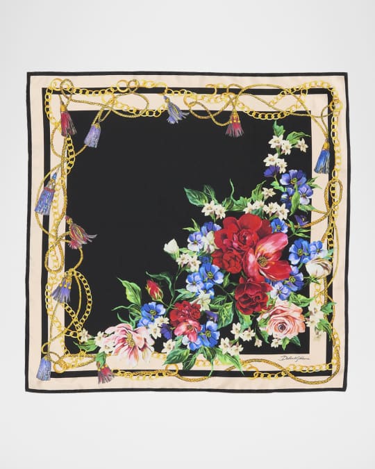 カーネーションシンフォニー ストール　DOLCE&GABBANA Dolce&Gabbana Floral Chain Foulard Silk Scarf | Neiman Marcus