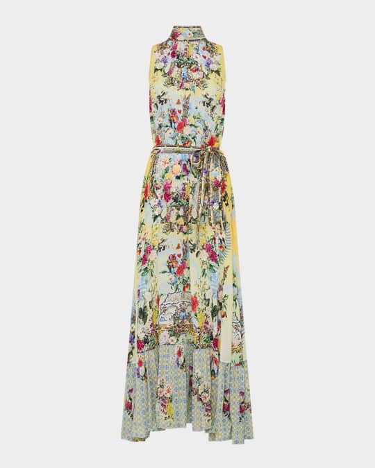 Flor Fantastica Tie-Neck Maxi Dress