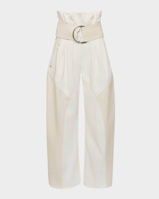 Belted Paperbag-Waist Wide-Leg Jeans