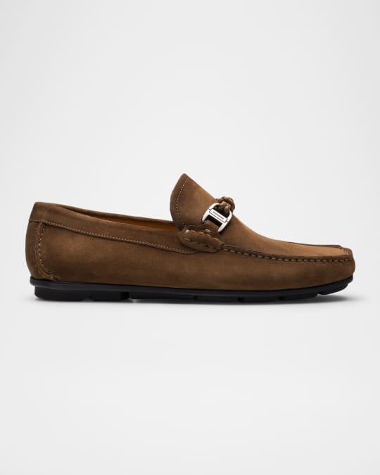 Men's Monterey Suede Braided-Bit Loafers