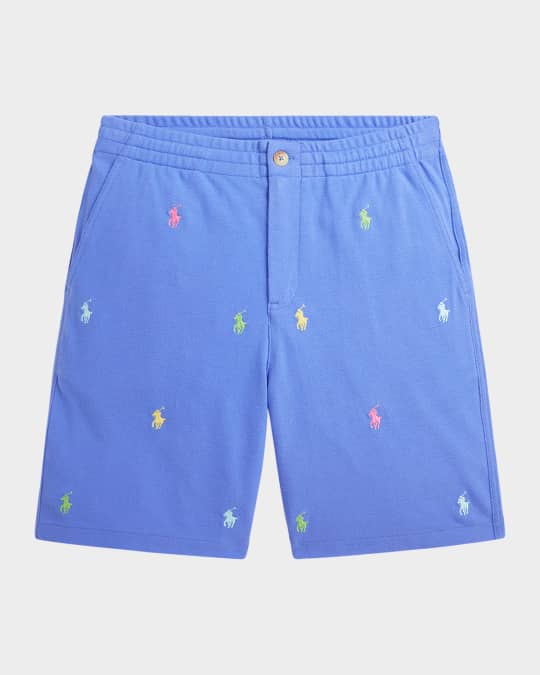 Boy's Shorts W/ Embroidered Ponies, Size S-XL 