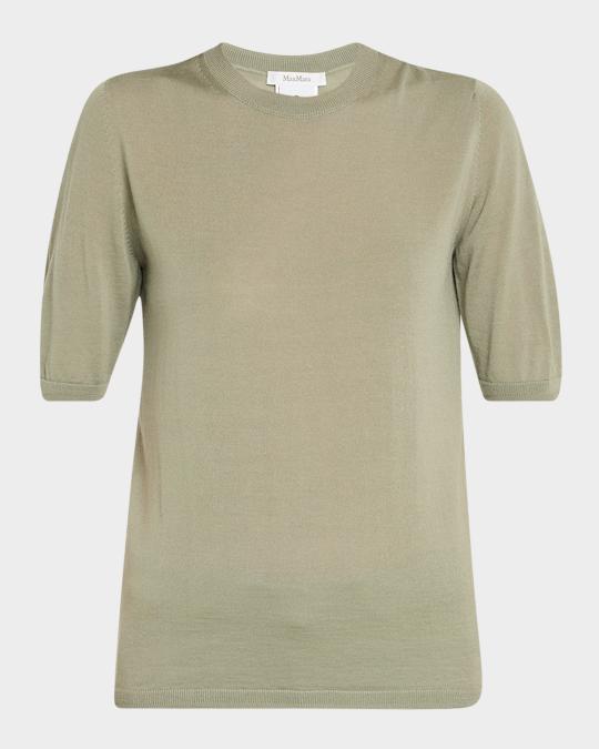 Max Mara Gerico Short-Sleeve Fine-Knit Sweater | Neiman Marcus
