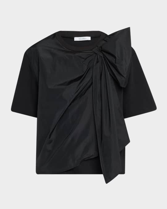 Max Mara Colle Draped Bow Short-Sleeve T-Shirt | Neiman Marcus