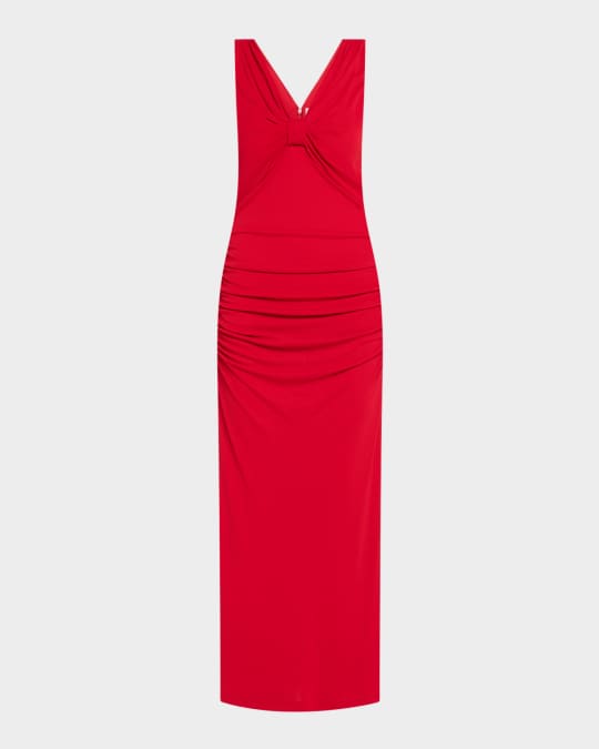 strapless open back dress Dreamy Spring 1984 Lanvin by Jules-Francois Crahay Runway Red Linen &   Shrimpton Couture