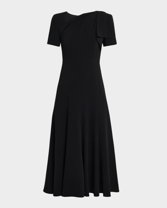 knee length dresses for ladies Short Sleeve Twist Drape Midi Dress Pink – Roland Mouret main image 1
