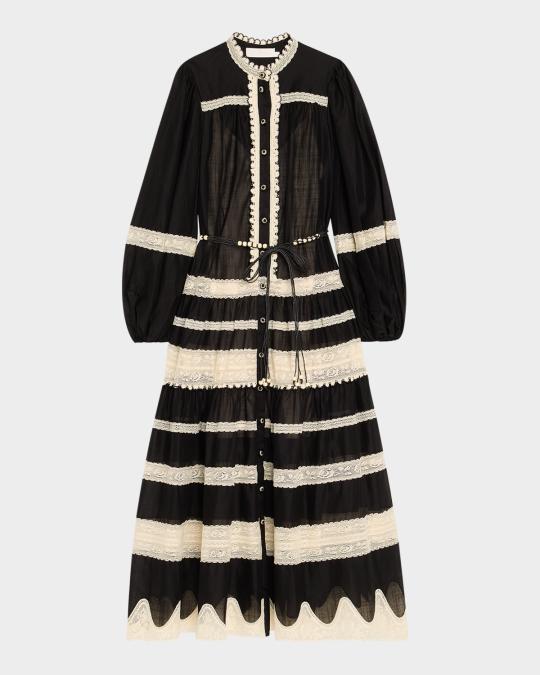 chinese dress ladies ZIMMERMANN Mini Crush Lace Billow Dress PINK