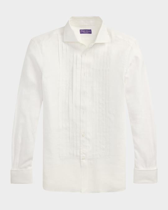 Ralph Lauren Purple Label NM x RL French Cuff Linen Tuxedo Shirt