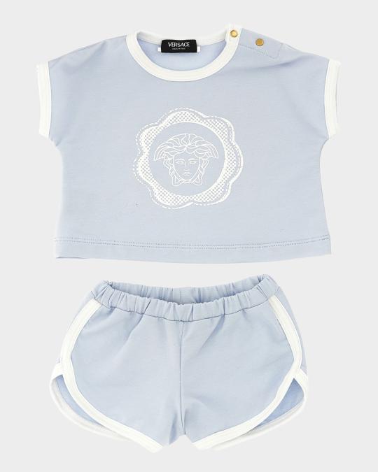Versace Boy's Logo-Print Fleece Top & Shorts Set, Size 3M-18M | Neiman ...