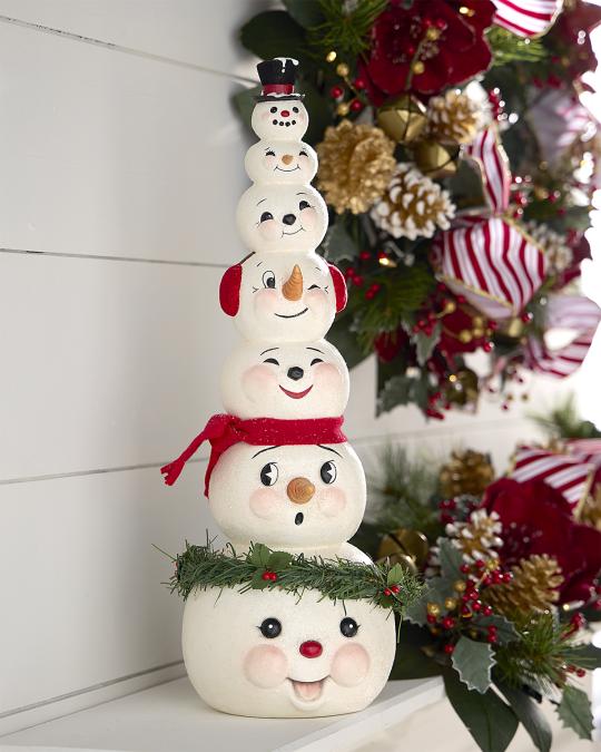 Bethany Lowe Happy Snowman Stack Christmas Decoration | Neiman Marcus