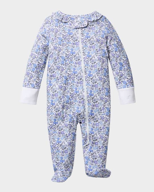 Girl's Fleur d'Azur Printed Footie, Size Newborn-9M