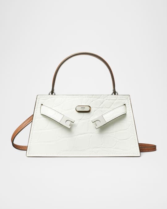 Tory Burch Lee Radziwill Petite Croc-Embossed Top-Handle Bag