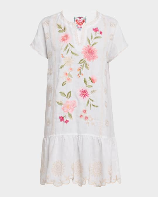 barrington linen dress MIALEIGH ELBOW SLEEVE LINEN DRESS, BARTON BLUE – Palm Place main image 0