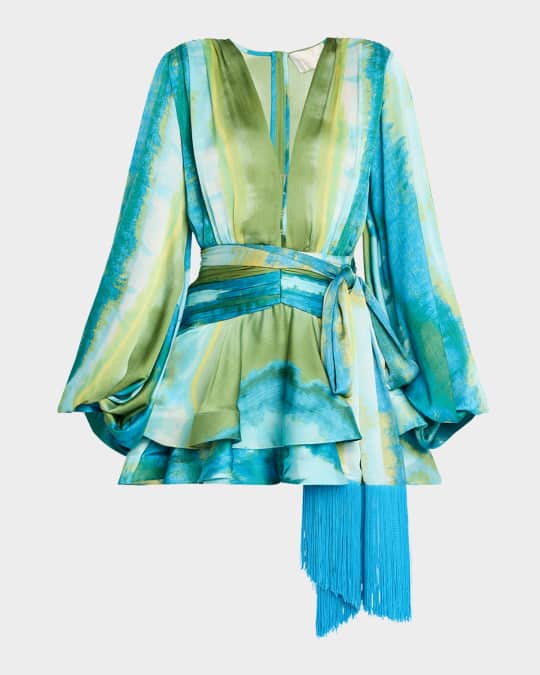 Bronx and Banco Bedouin Coastal Tiered Deep V-Neck Mini Dress | Neiman  Marcus