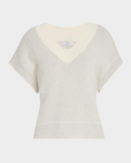 Peserico Knit Short-Sleeve V-Neck Sweater | Neiman Marcus