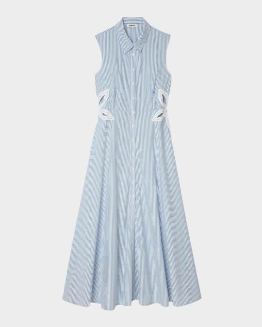 Sandro Amarante Floral Cutout Midi Shirtdress | Neiman Marcus