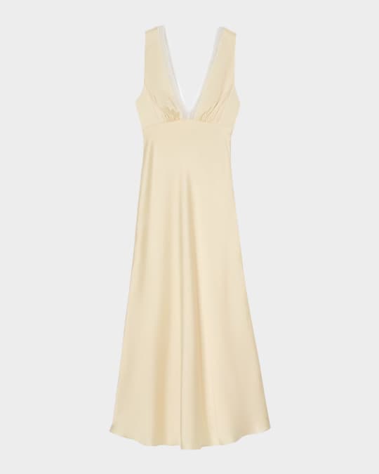 Sandro Noelle Lace-Trim Maxi Dress | Neiman Marcus