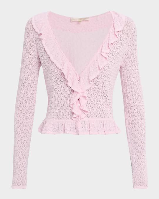 LoveShackFancy Nilah Ruffle-Trim Cardigan | Neiman Marcus
