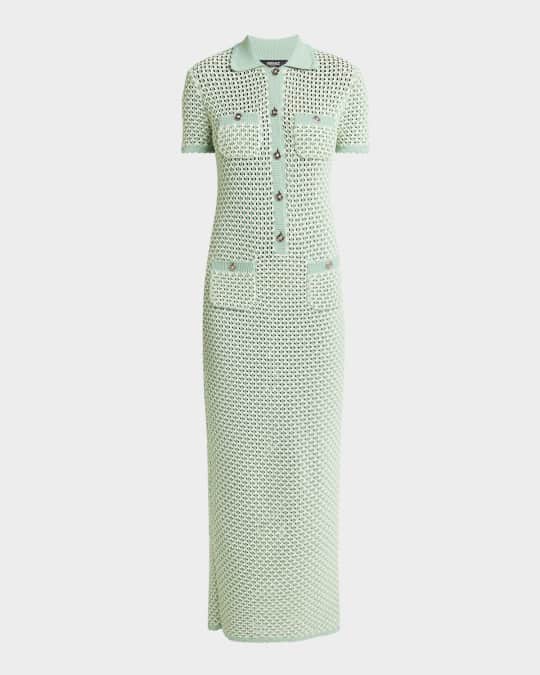 Versace 4-Pocket Short-Sleeve Crochet Maxi Polo Dress | Neiman Marcus
