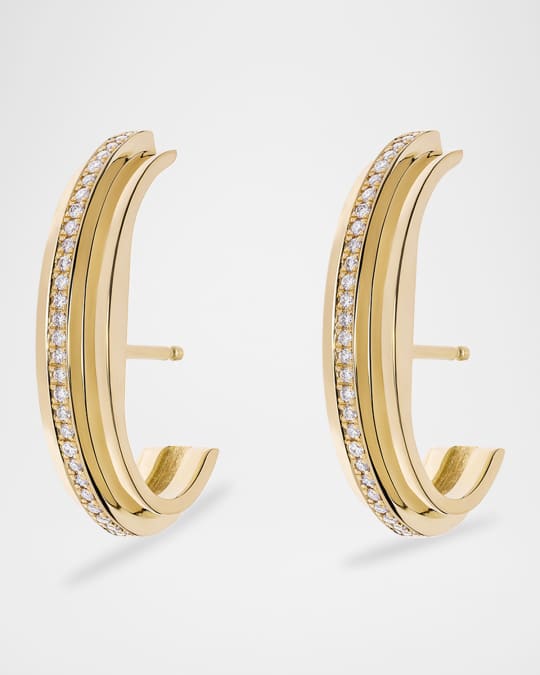 18K Yellow Gold Staircase Carre Cuffed Stud Earrings