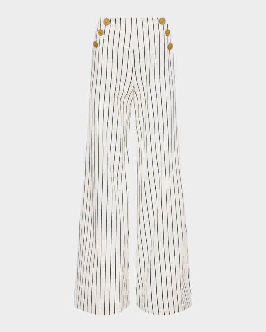 L'Agence Kingston Striped Wide-Leg Pants Neiman Marcus