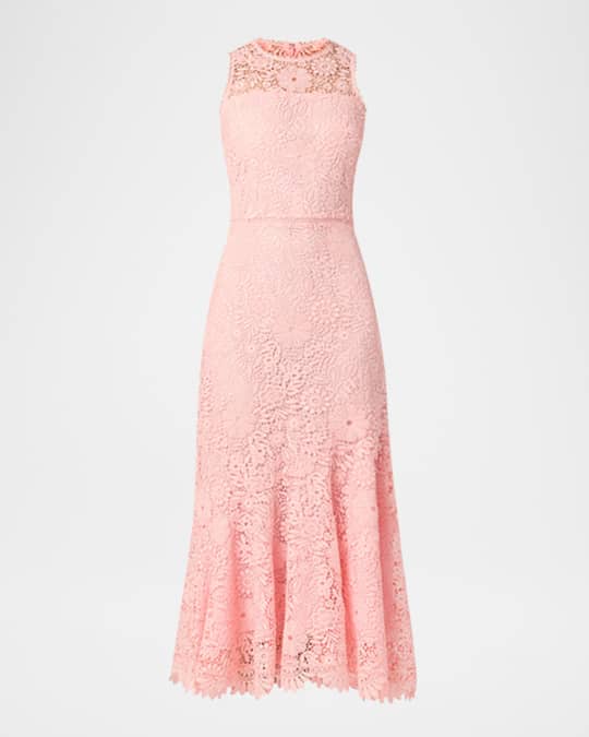Shoshanna Anamaria Sleeveless Floral Lace Midi Dress | Neiman Marcus