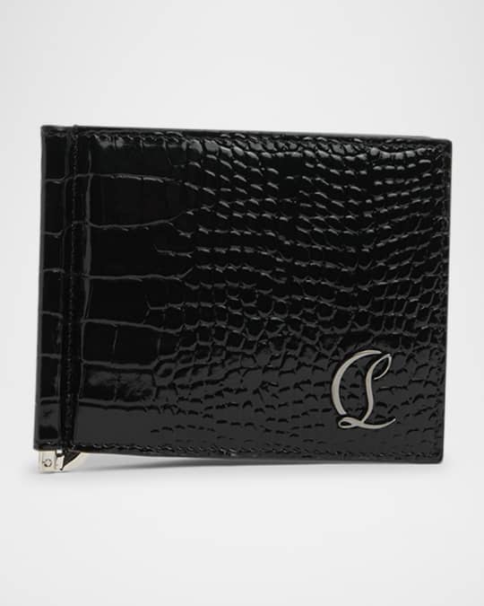 Christian Louboutin Men's Mooncrest Croc-Print Leather Money Clip