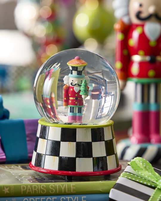 MacKenzie-Childs Confetti Christmas Nutcracker Snow Globe | Neiman