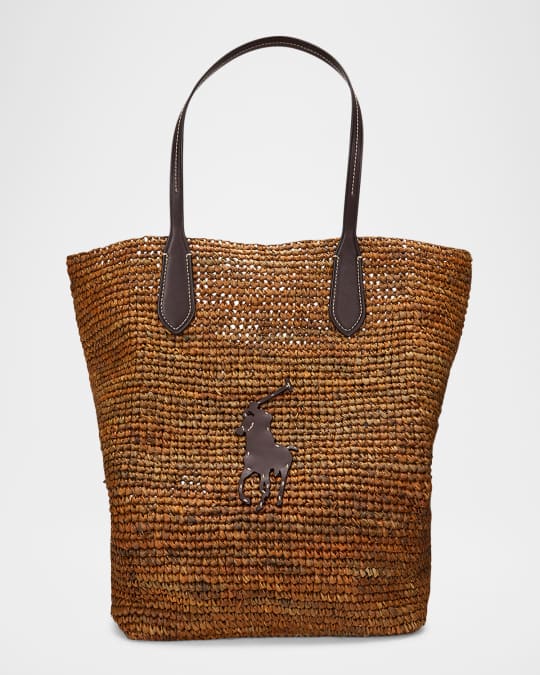 Polo Ralph Lauren Large North-South Raffia Tote Bag | Neiman