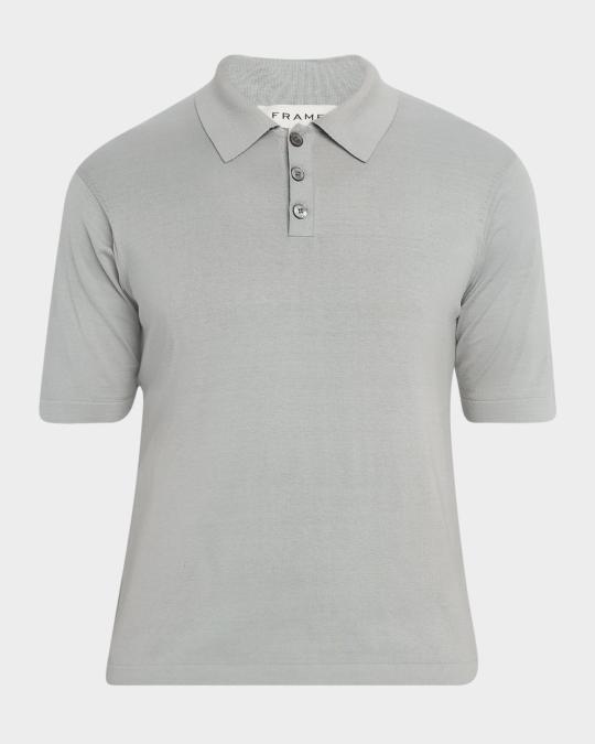 FRAME Men's Cotton Silk Polo Sweater | Neiman Marcus