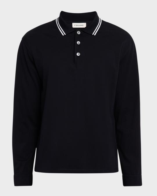 FRAME Men's Light Pique Polo Shirt | Neiman Marcus
