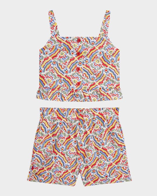 Girl's Riviera Printed Top & Shorts Set, Size 2-6X