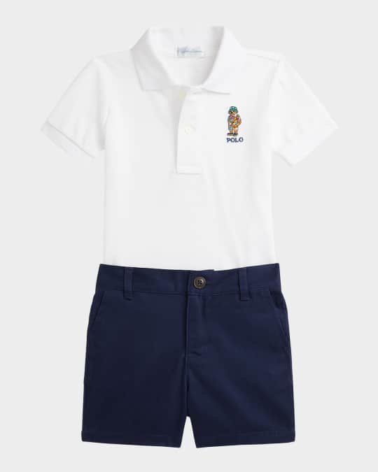Boy's Mesh Polo Shirt & Chino Shorts Set, Size 3M-24M