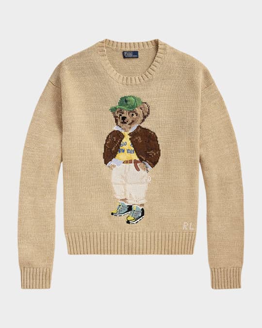 Polo Ralph Lauren Polo Bear Cotton Crewneck Sweater | Neiman Marcus