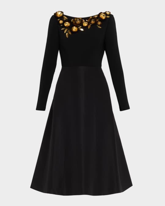 slim fit dress slacks Black/Gold Elegant Long Full Embroidered Thobe main image 0
