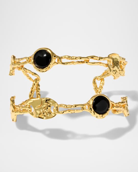 Brut Onyx Coin Open Cuff Bracelet