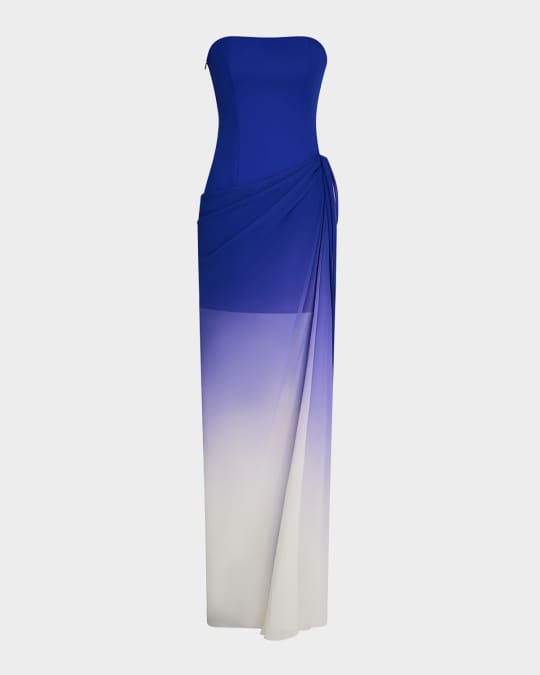 Aurora Strapless Ombre Draped Gown