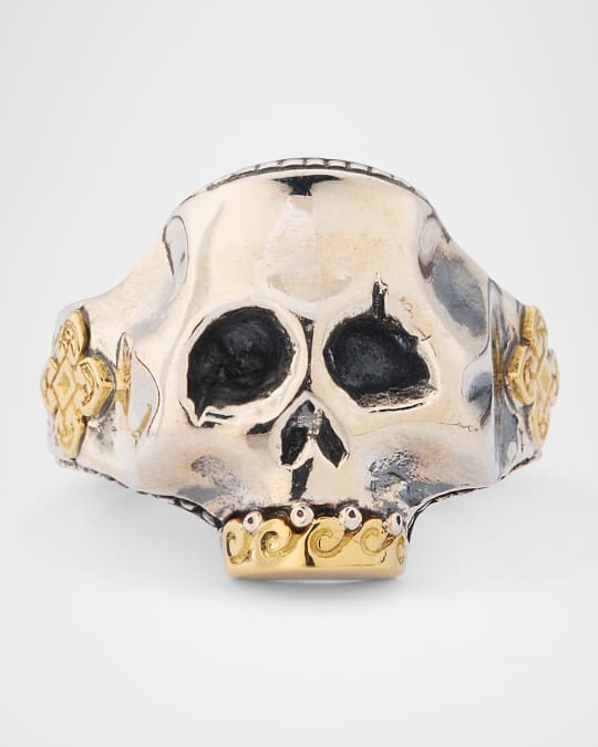 Men's Hydra Sterling Silver and 18K Gold Skull Ring
