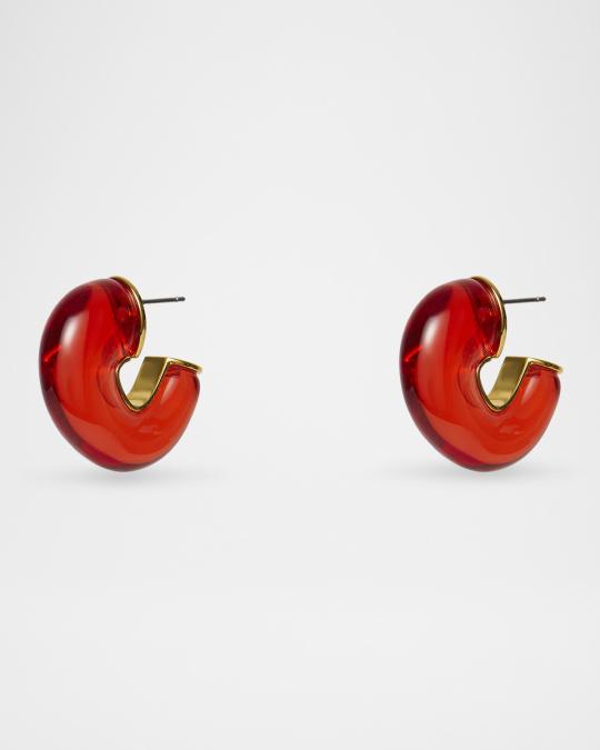 Lele Sadoughi Birthstone Chunky Hoop Earrings, Red Ruby | Neiman Marcus