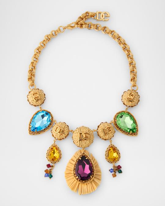 超美品　DOLCE&GABBANA　DGロゴ　カラーストーン　ネックレス Dolce&Gabbana Bijoux Rhinestone Necklace with DG Logo | Neiman Marcus