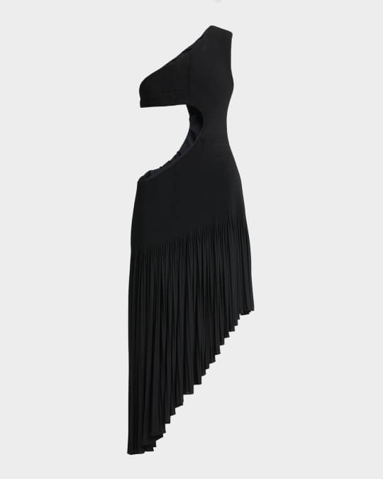knee length dresses for ladies Montana | Asymmetric Cut Out Neckline Midi Dress