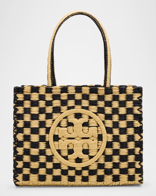 Tory Burch Ella Small Crochet Checkered Tote Bag | Neiman Marcus