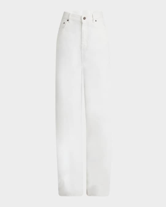 Chloe新品未使用バレルレッグWHITEソフトジーンズ Chloe High-Rise White Denim Wide-Leg Palazzo Pants | Neiman Marcus