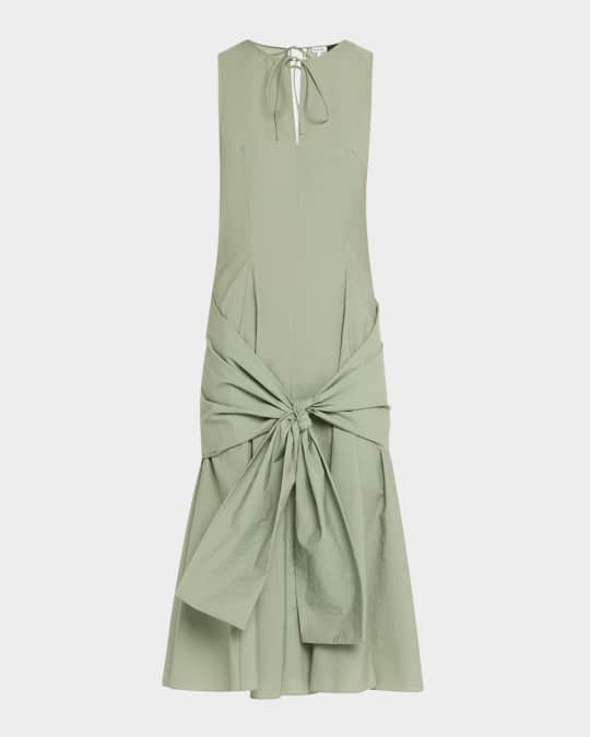 ワンピース Loewe Draped Midi Dress Loewe Draped Tie-Waist Midi Dress in Green | Lyst